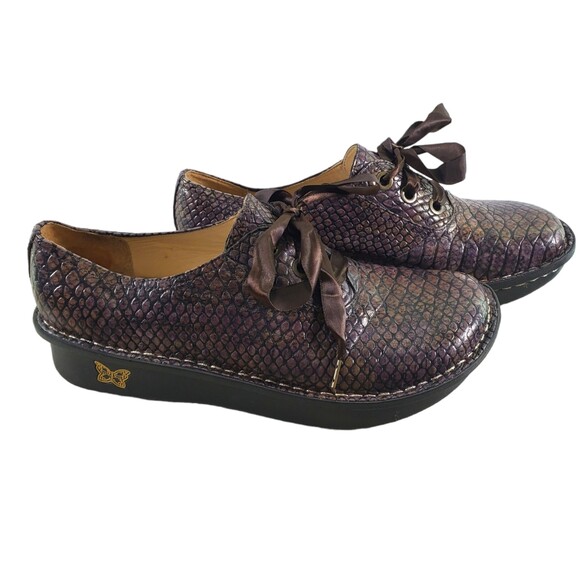 Alegria Shoes - Alegria PG Lite EU 40 Abby Shoes Brown Snake Croc Leather ABB-704 Ribbon 9.5 10